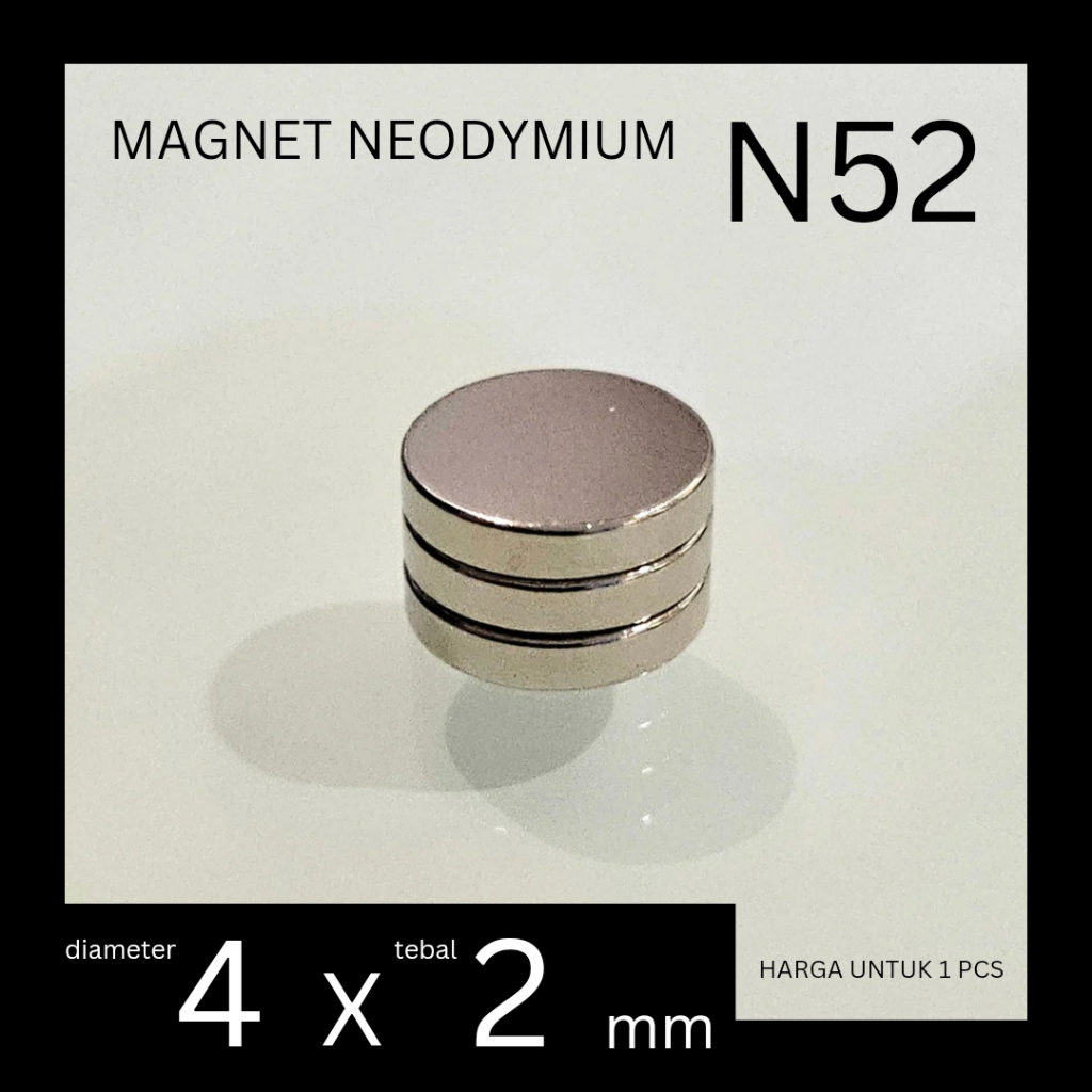 MAGNET NEODYMIUM N52 KUAT 4X2MM 4X2 MM 4 X 2 KOIN BULAT