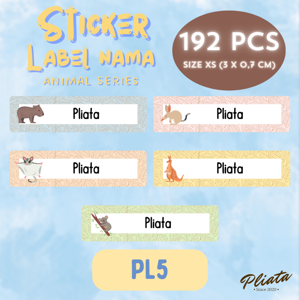 

(PL5) LABEL NAMA Stiker Waterproof - PLIATA Sticker Label Custom Nama