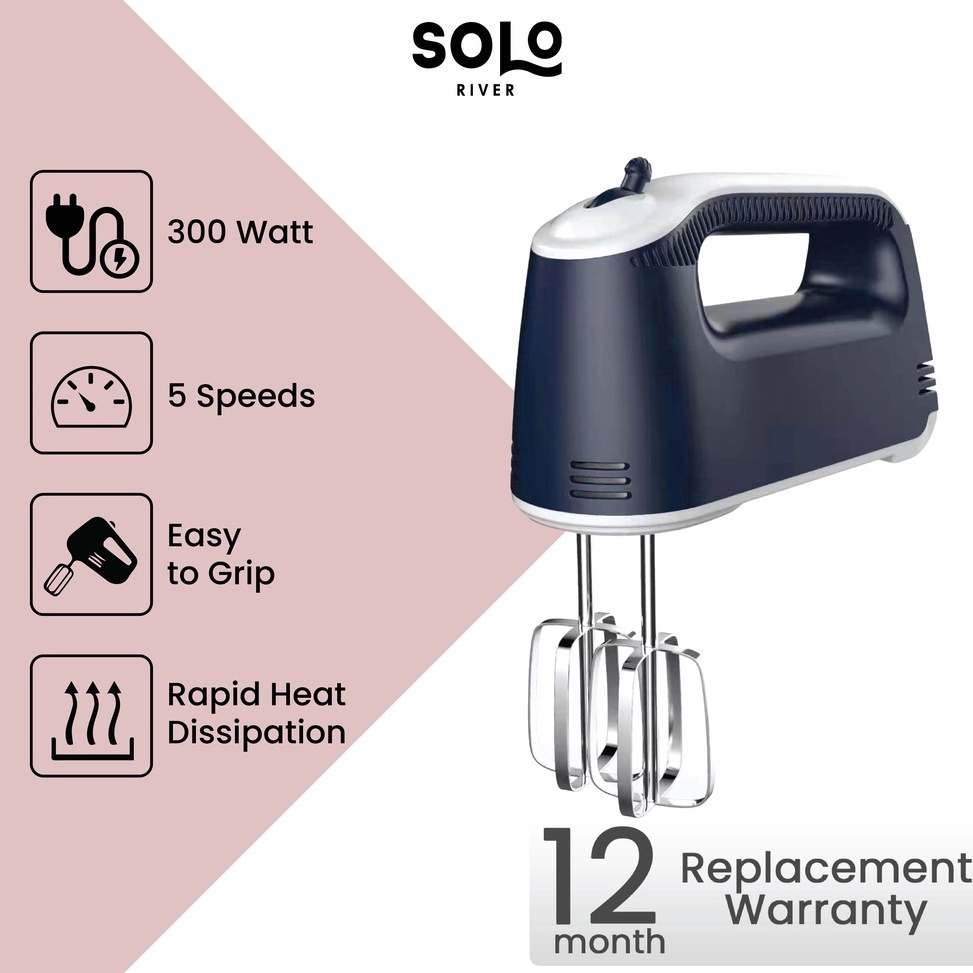 QD SOLO RIVER Hand Mixer Putih Pengaduk Telur Kue Mixer Tangan BERGARANSI
