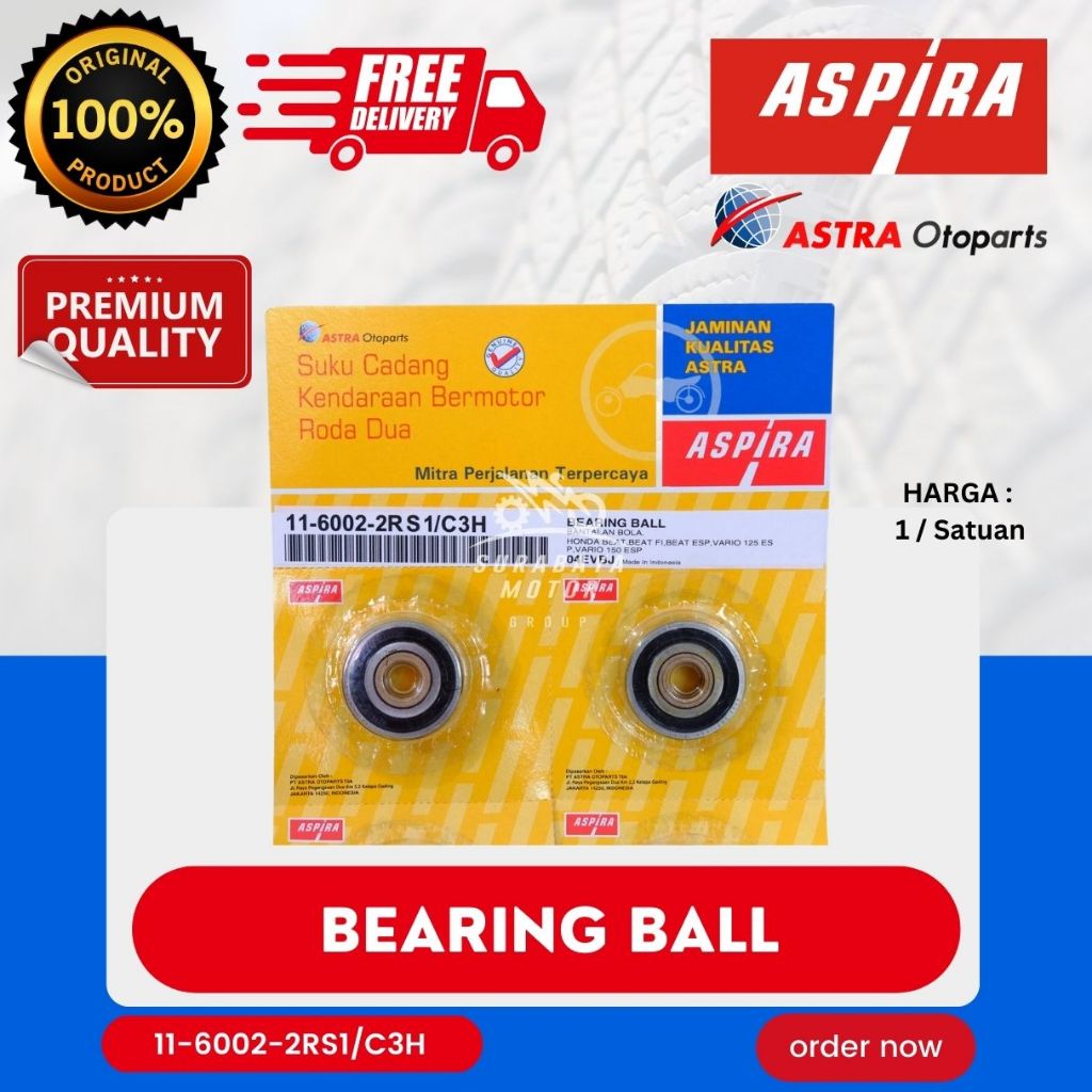 [READY COD] BEARING MOTOR ASPIRA 6002-2SR1/C3H UNTUK SEMUA TIPE MOTOR / 11-6002-2RS1/C3H / 6002 - 2R