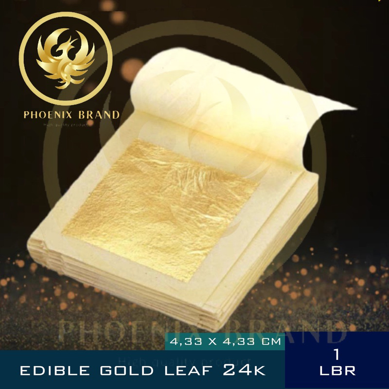 

1 Lbr Edible Gold Leaf Foil Sheet 24K Food Grade Kertas Emas Prada Kimpo 4.33CM & 9.33CM - Phoenix Brand