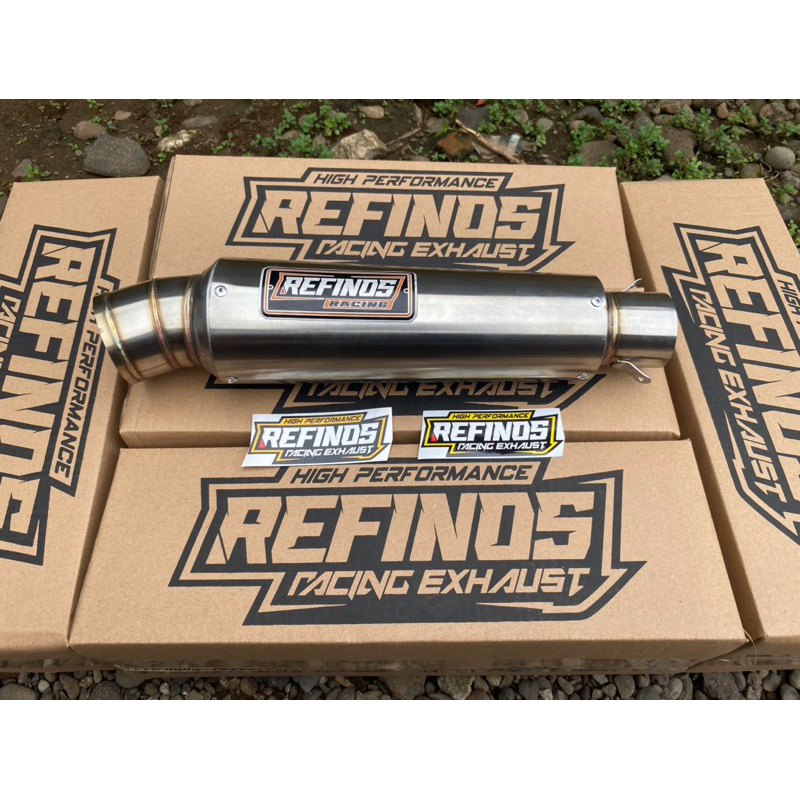 Silencer Refinos Knalpot Motor Racing Long Panjang Inlet 50 mm Saringan Setengah