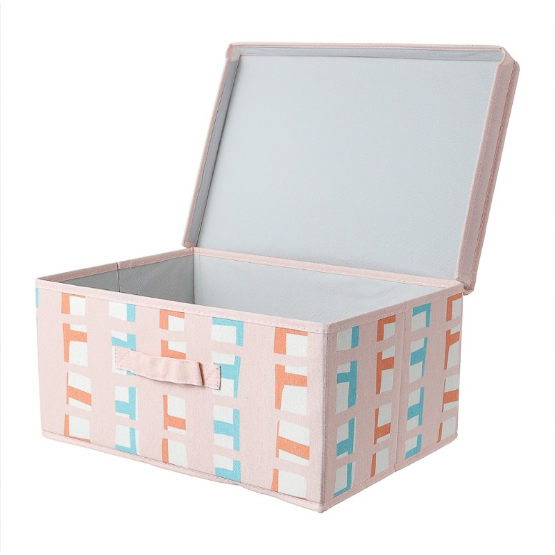 MINISO Kotak Penyimpanan Large Bahan Kain dengan Penutup / Fabric Storage Box with Cover L