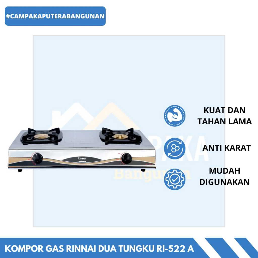 Kompor Gas 2 Tungku Rinnai RI-522 A