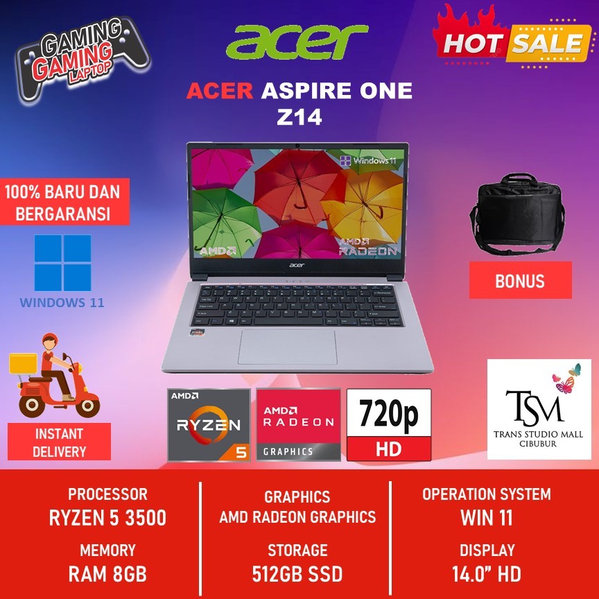 Laptop Acer Aspire One Z14 Ryzen 5 3500 RAM 8GB 512SSD Win 11 14.0
