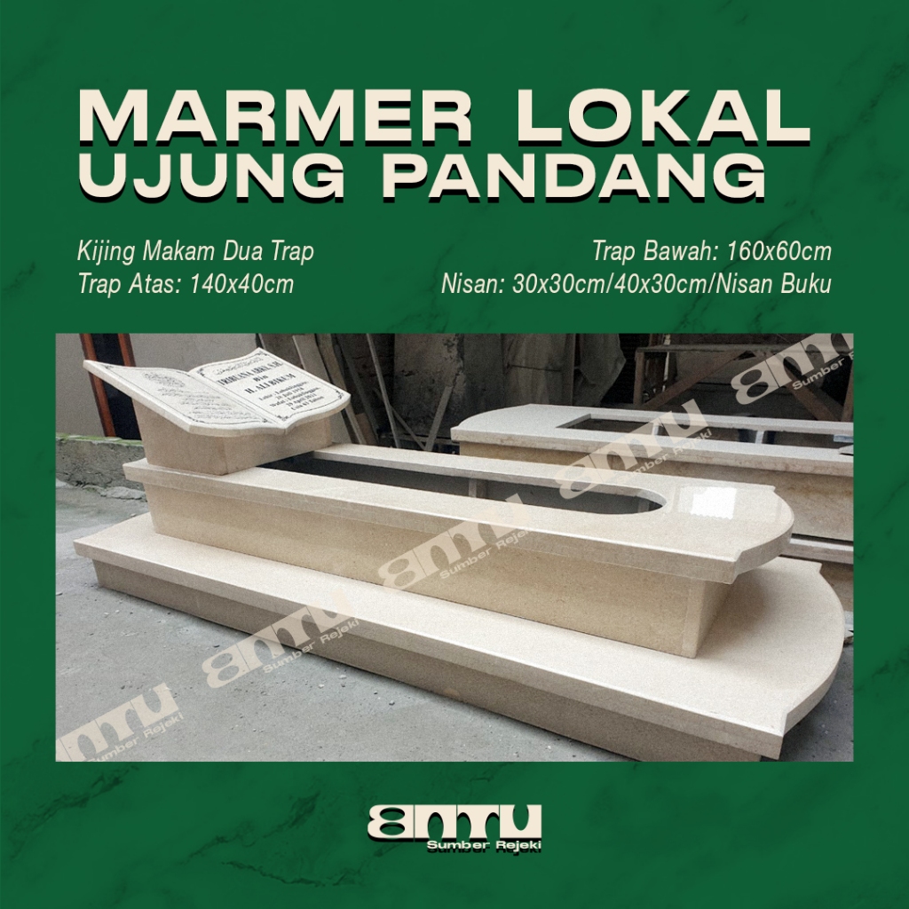 Kijing Makam Marmer Alam Lokal (2 Trap)