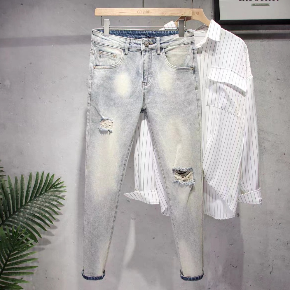 Bagus Dipakai celana jeans pria celana sobek laki laki celana jeans sobek pria jins slimfit stretch 