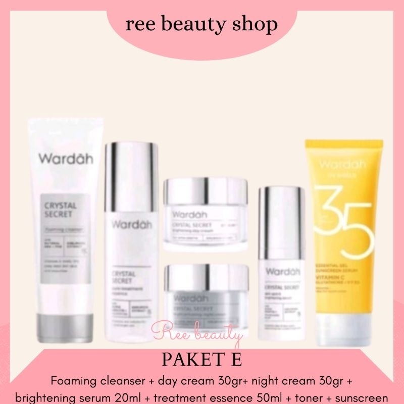 Wardah Crystal Secret Paket Lengkap Skincare Wardah 1 Set Lengkap Mencerahkan Glowing