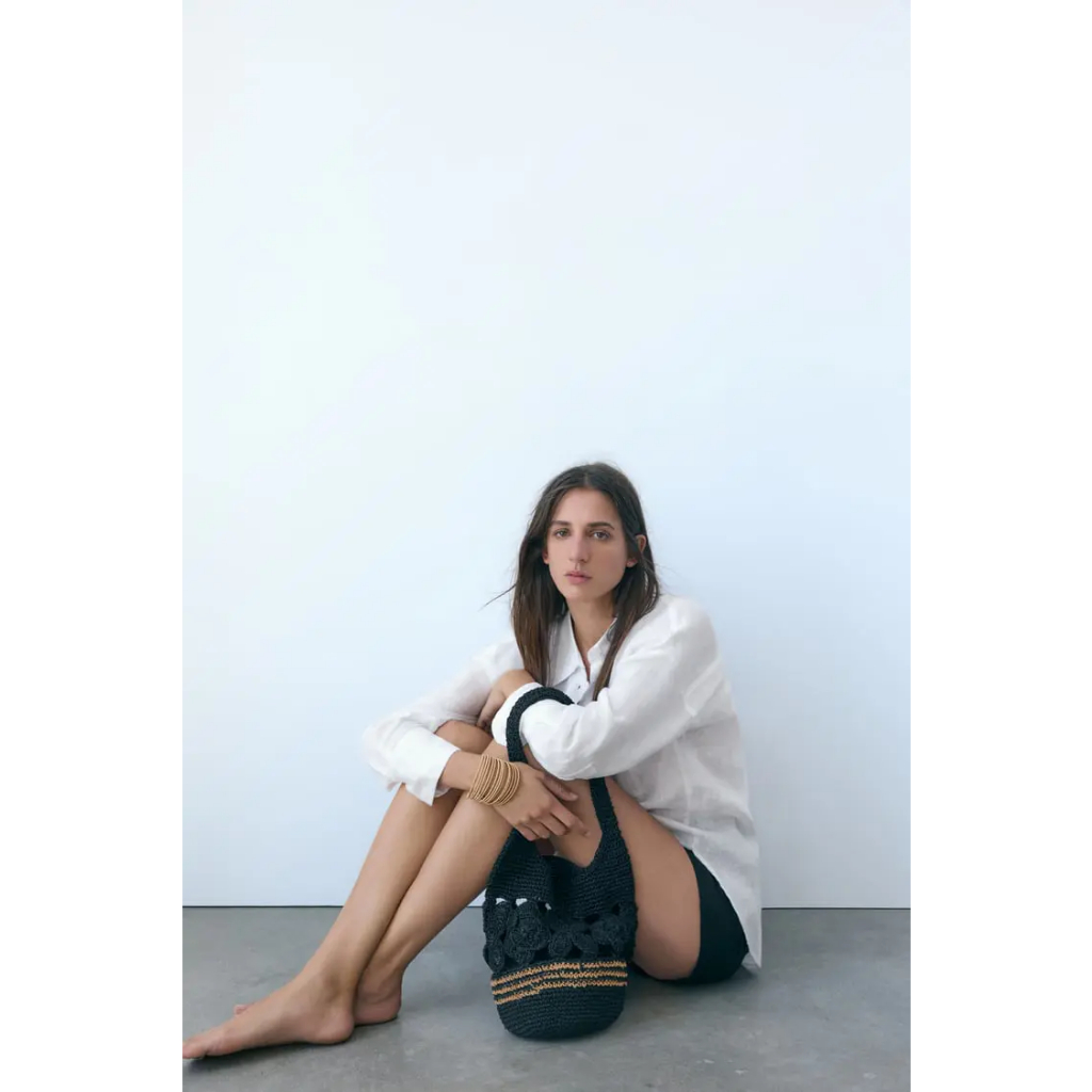 ZARA BLACK CROCHET BUCKET BAG