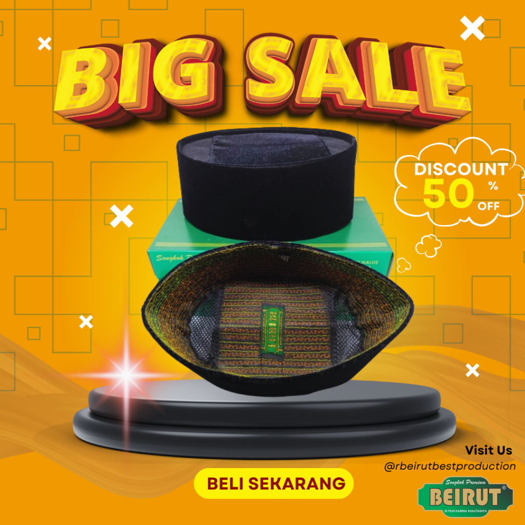 PROMO DISCOUNT 50%, Peci Hitam Polos AC, Peci Hitam Dewasa, , Peci Songkok Hitam , Songkok Beirut AC