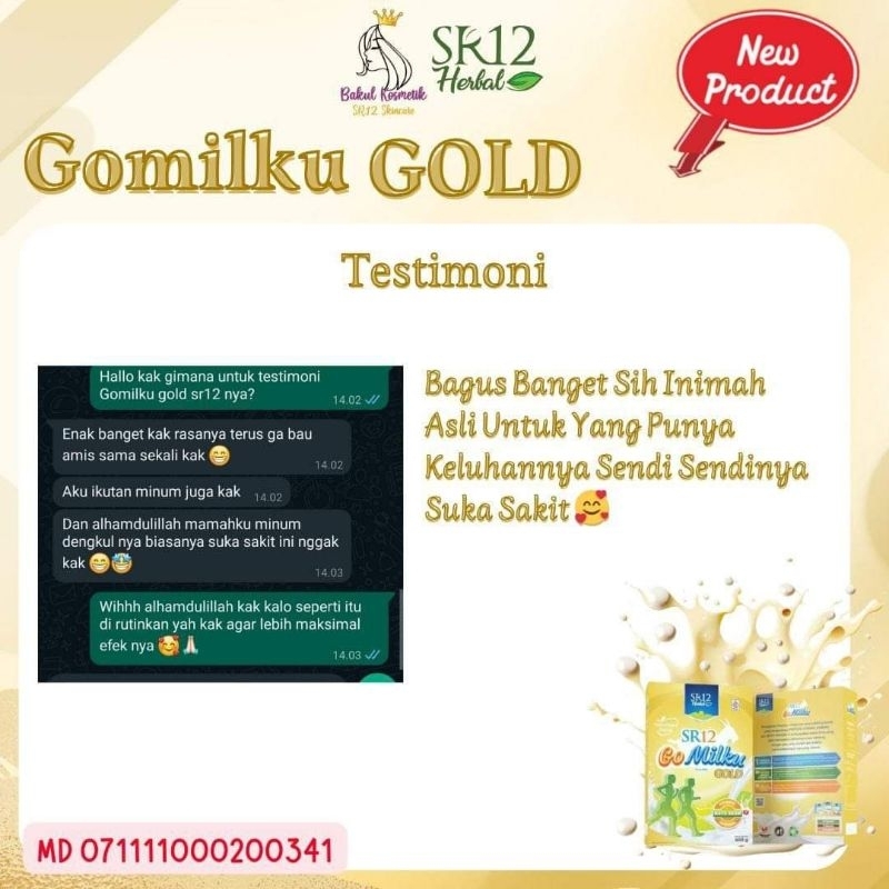 

Sr12 Gomilku gold/susu nyeri sendi/susu lansia