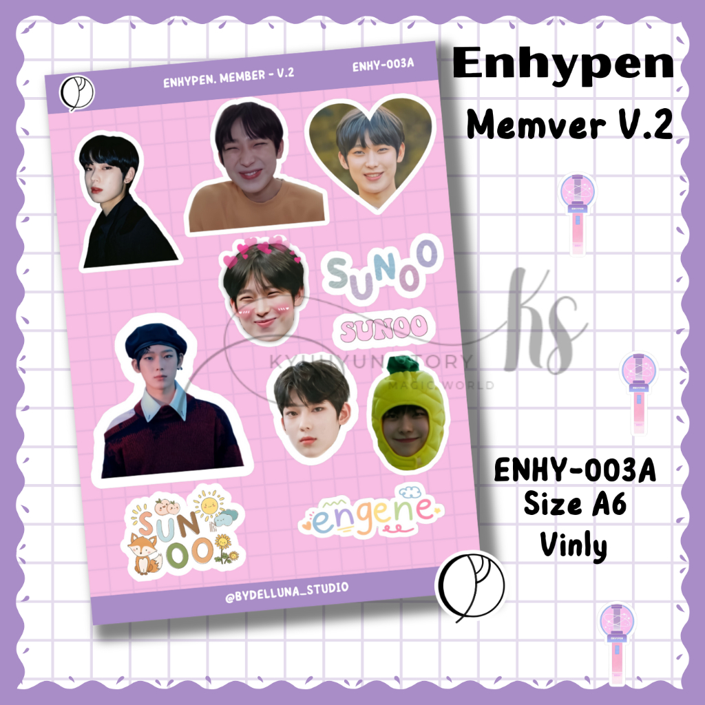 Sticker Enhypen Sunoo Member Anime Chibi Lucu Boy Grup Stiker Kpop Vinly Deco Aesthetic Jurnal Lapto