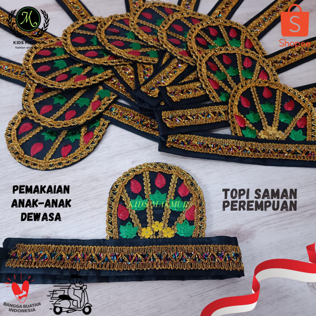 YZ7 Topi TARI SAMAN ACEH perempuan topi saman topi adat aceh bungong jeumpa asesoris kepala tari