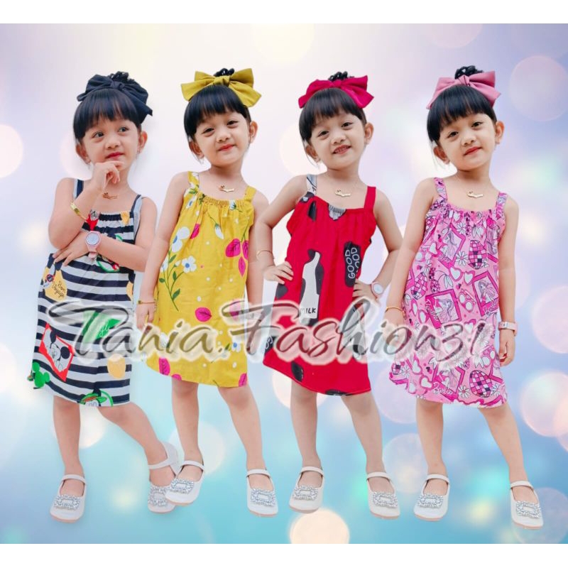 Dress tali pundak anak 3-5tahun// Dres gondil anak// dres kekinian terbaru