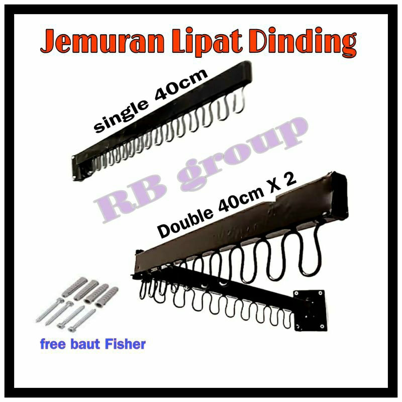 jemuran baju dinding lipat / gantungan baju lipat