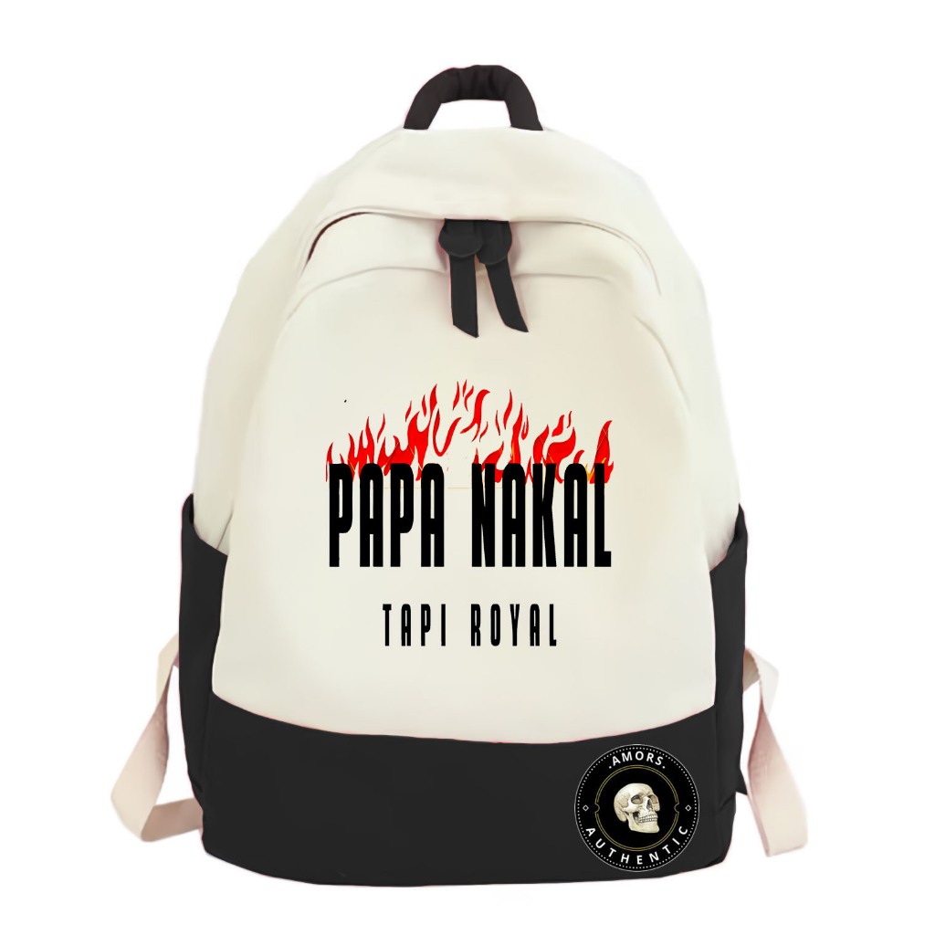 Tas Ransel Cowo/Cewe Unisex SD SMP SMA Kekinian Keren Kata-Kata Skena PAPA NAKAL TAPI ROYAL COD tas 