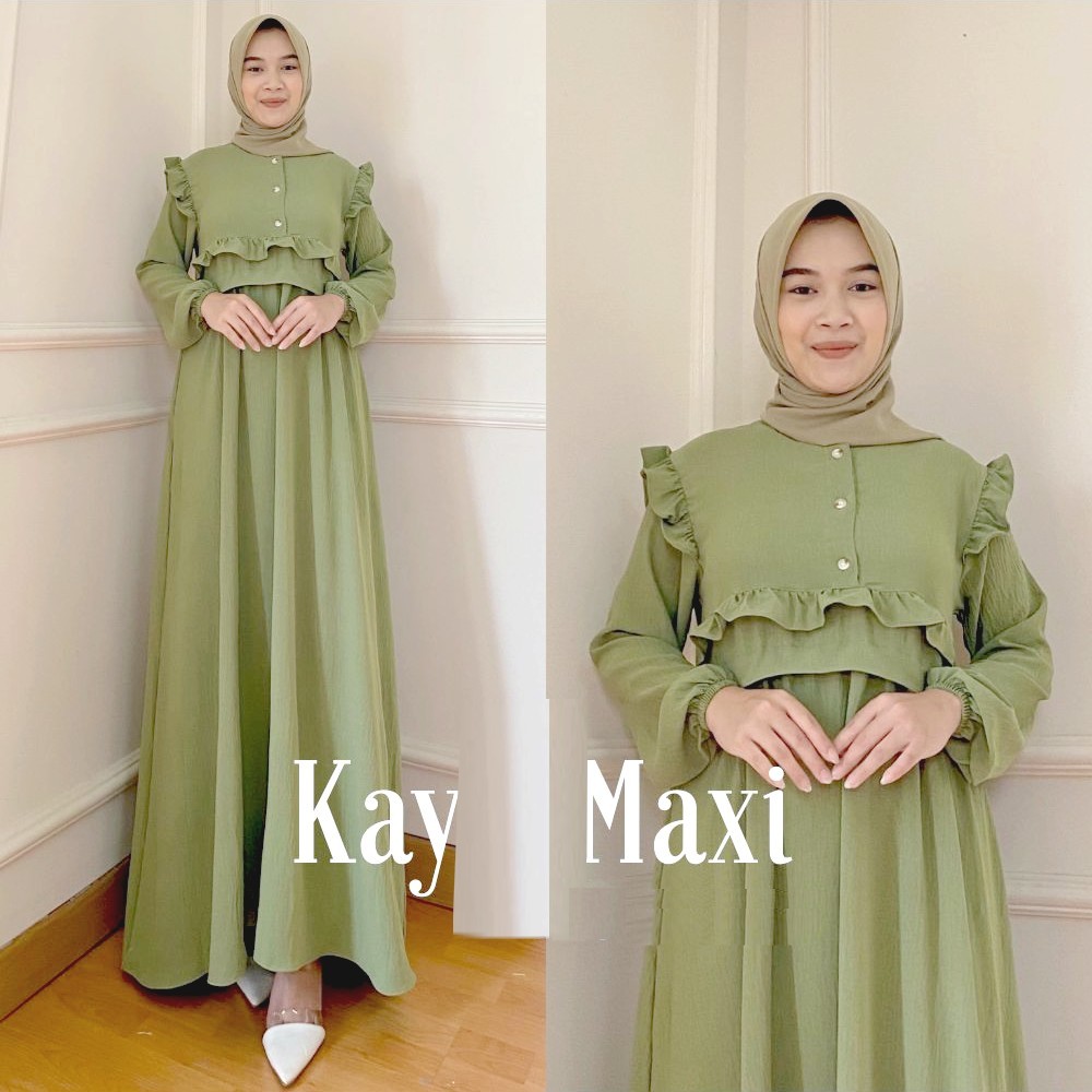 Dres // Gamis // Formal Lebaran Hijau Sage Muda Jumbo Premium Original Branded Mewah Kekinian 2024 L