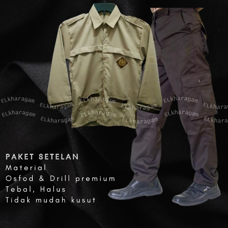 Setelan seragam pramuka SD pramuka siaga celana pdl celana cargo celana saku 6 dan baju siaga baru w