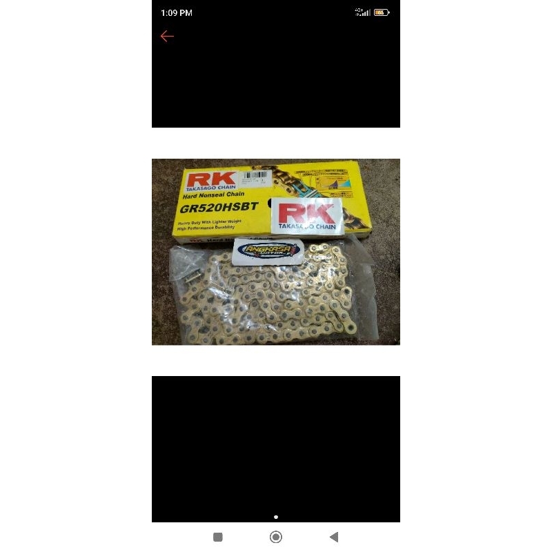 rantai rk takasago racing 520hslt 130L racing chain malaysia