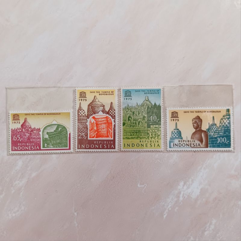 

(AC) Perangko Indonesia 1975 Perbaikan Candi Borobudur Set Lengkap 4pcs Mint