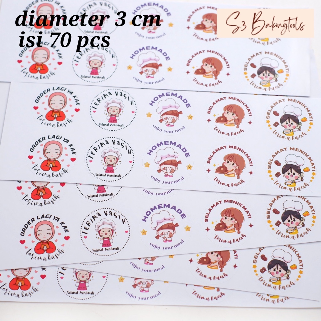

Sticker cute E isi 70 pcs mix motif