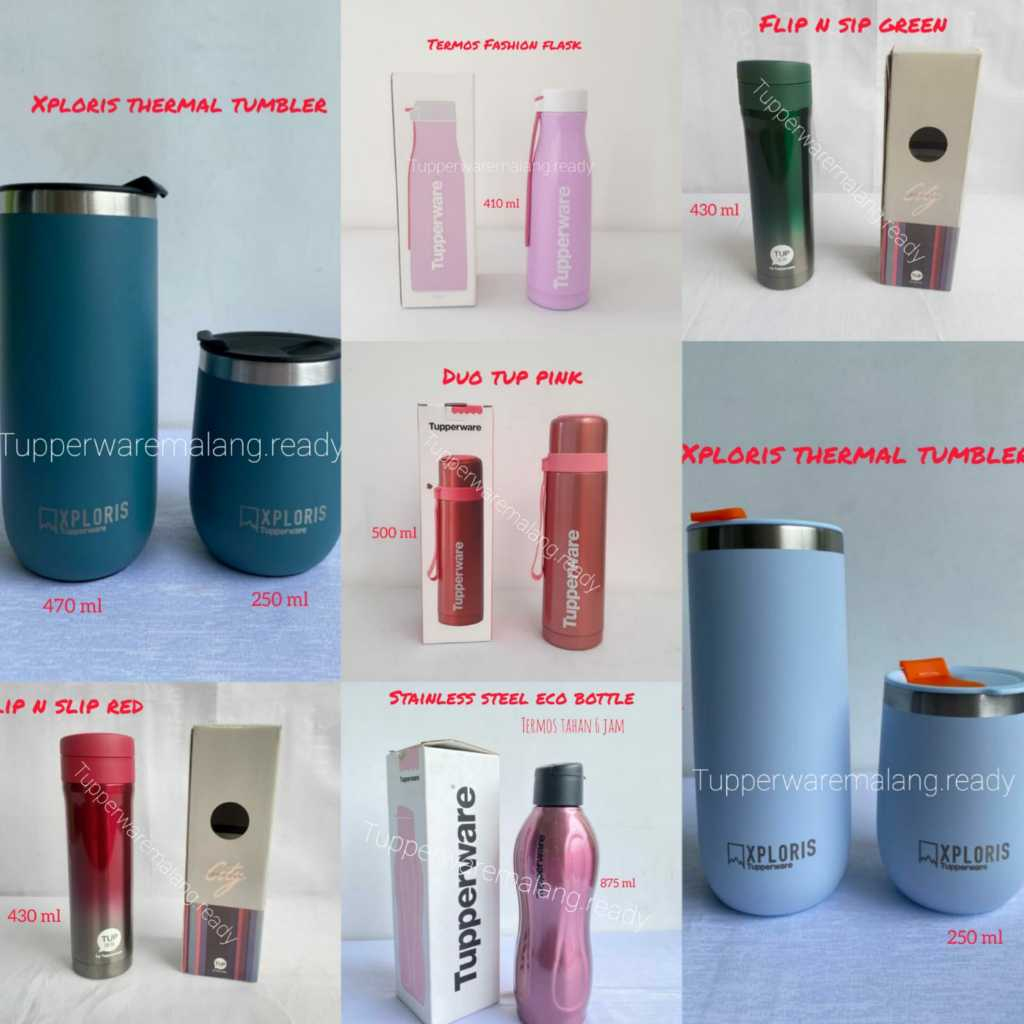 TERMOS TUPPERWARE FASHION FLASK /XPLORIS/ DUO TUP/ FLIP N SLIP BOTOL TUMBLER BOTTLE TEMPAT MINUM MUR