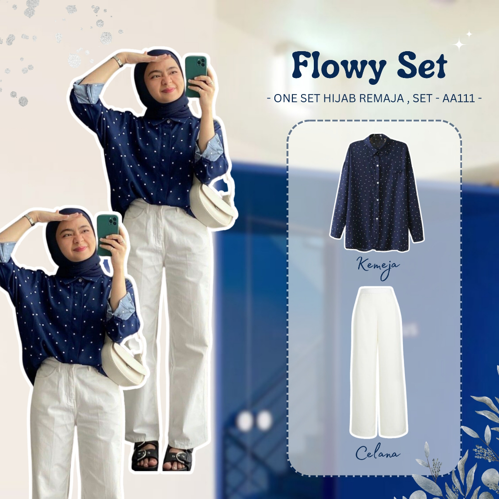 Flowy Set 2in1 One Set Hijab Wanita Outfit Remaja Outfit Pinterest OOTD Cewe bumi Kekinian AA111