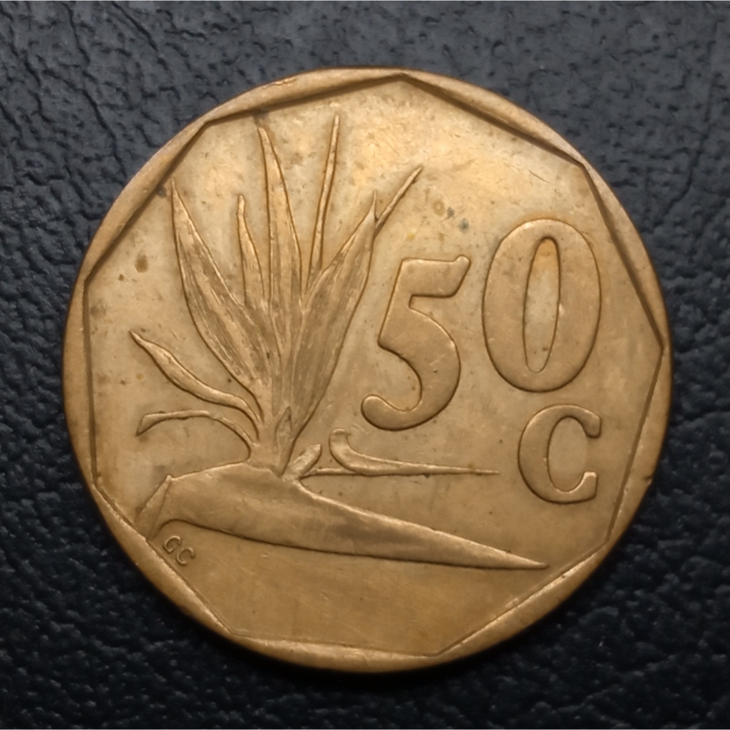Koin Kuno Afrika Selatan 50 Cents 1996-2000 Afrika Borwa tahun acak | Koin Asing Mancanegara