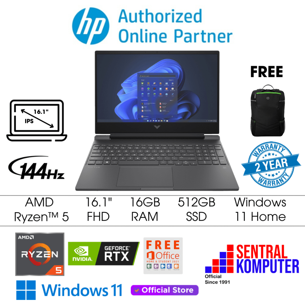 HP VICTUS 16-S0009AX RYZEN 5-7640HS RTX4060/16GB/512GB/16.1"/Win11+OHS