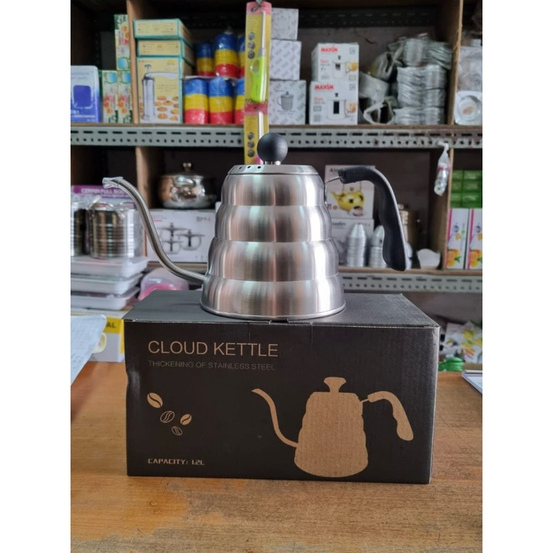 CLOUD KETTLE GOOSENECK STAINLESS TEKO KOPI TEH 1.2 L TEBAL PUAS ORIGINAL RESMI