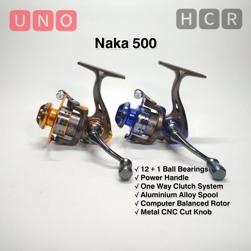 Reel Pancing UNO NAKA 500 Power Handle - Spinning / Udang / Mini / Kecil | Rel | Ril