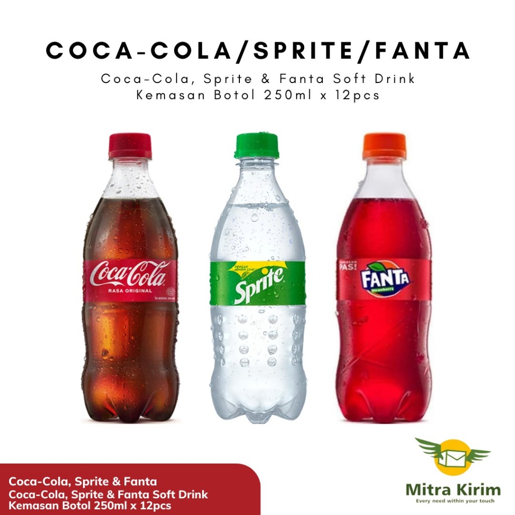 

Minuman Botol Bersoda Coca-cola/Sprite/Fanta 12x250ml per karton