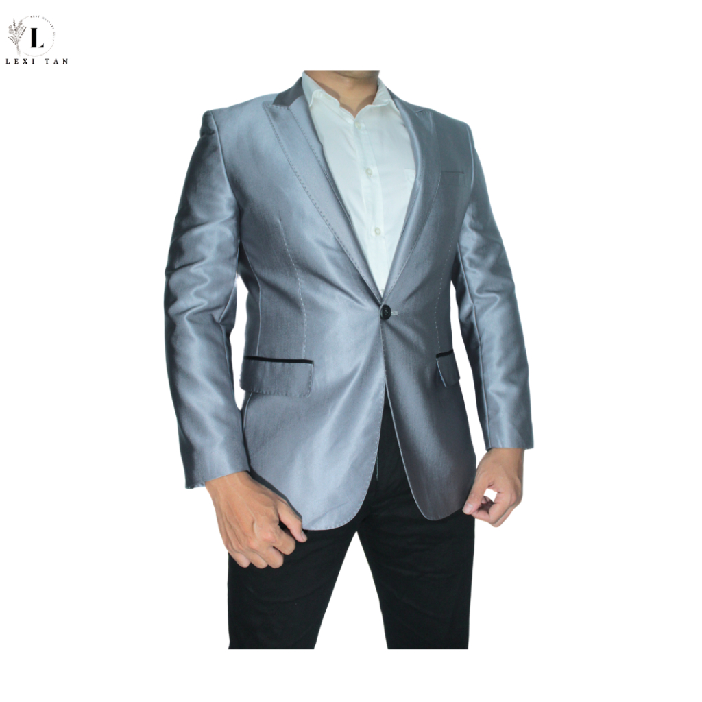 Jas / Blazer Formal Atau Casual Warna Abu Silver Merk Zio Homme (Size Xl)