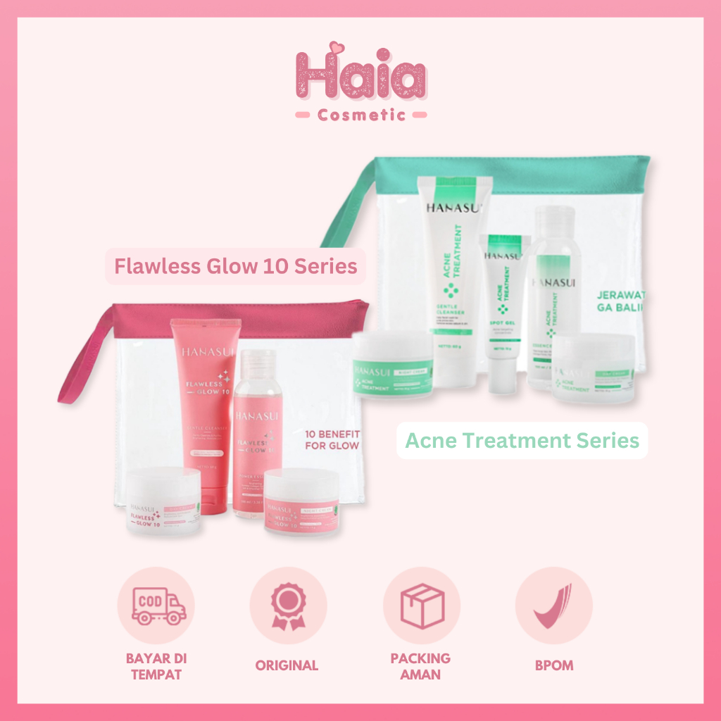 ❤ HAIA ❤ HANASUI Acne Treatment Series | Flawless Glow 10 Series | Satu Paket | Free Pouch Sepaket |