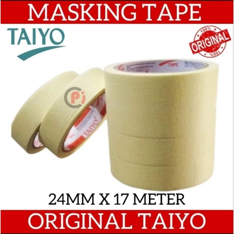 

Isolasi Kertas Masking Tape TAIYO 24mm x 17 meter Lakban Kertas Taiyo Asli