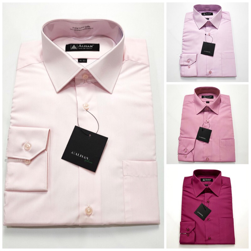 Kemeja Polos Lengan Panjang Alisan Pink/Magenta