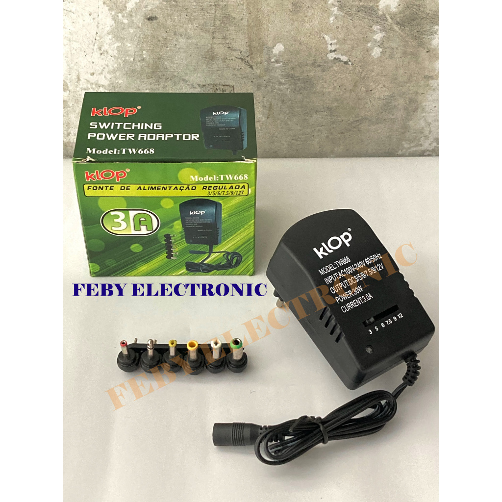 Adaptor Adjustable Multi Jack 3-12 Volt DC / Adaptor Multi Klop TW668