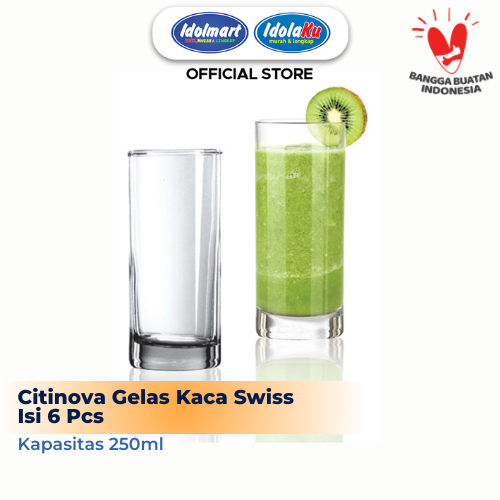 IDOLMART Citinova Gelas Swiss isi 6 / Gelas Set Isi 6 / Gelas Kado