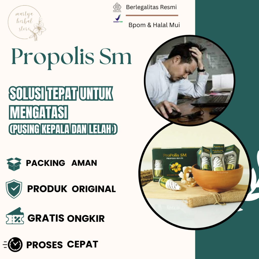 Propolis Sm Obat Herbal Pusing Dan Lelah, Obat Leher Kaku, Obat Sakit Kepala Menahun, Obat Sakit Kep