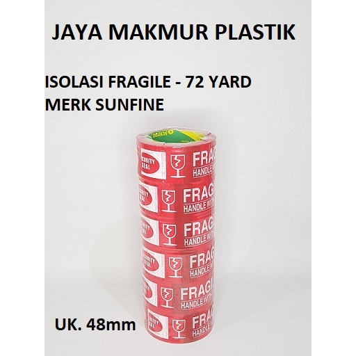 

lakban fragile / isolasi fragile sunfine / isolasi fragile 48mm x 72 yard / lakban fragile 72 yard / lakban packing / isolasi packing