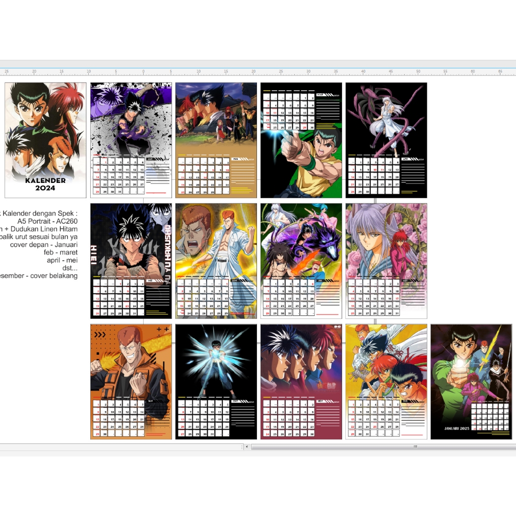 

Kalender Meja 2024 YUYU HAKUSHO Anime jadul bisa custom desain bebas