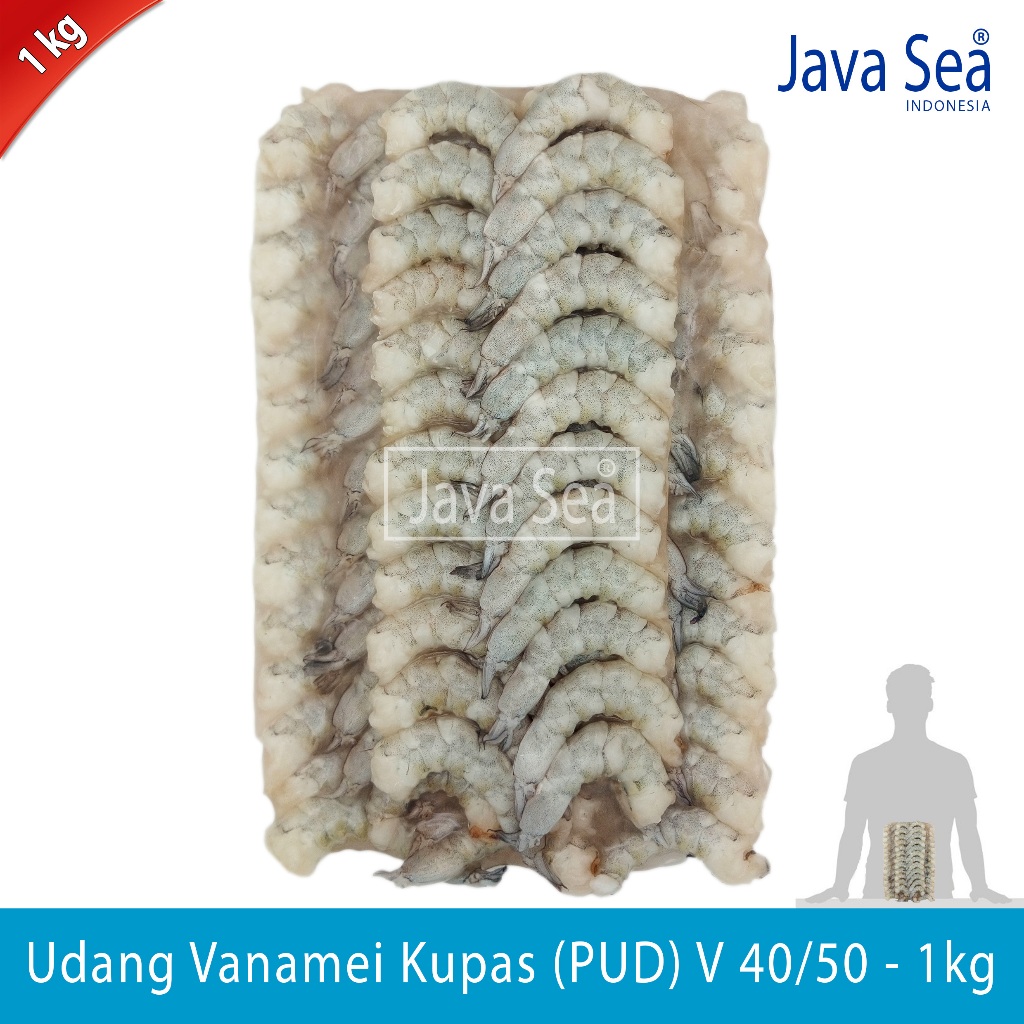 

Udang Vanamei Kupas PUD V 40/50 pack 1kg Java Sea