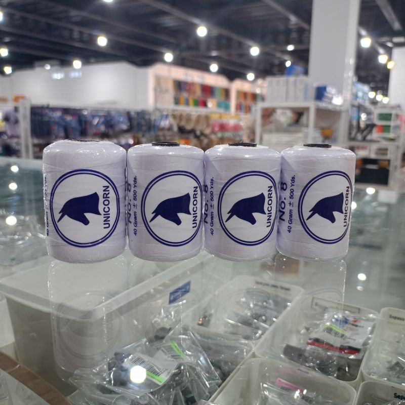 Benang Jeans 500 Yard / Benang Jean Merk Unicorn Putih / Benang Jahit Jeans