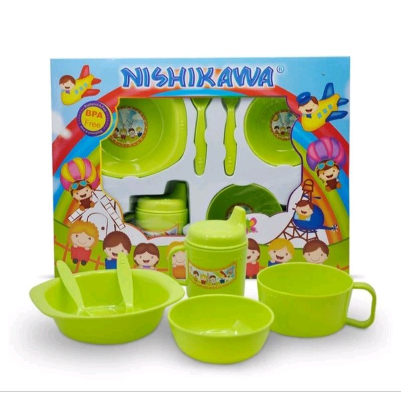 Feding set makanan bayi Nishikawa/Paket perlengkapan makan bayi ukuran kecil/ Size S