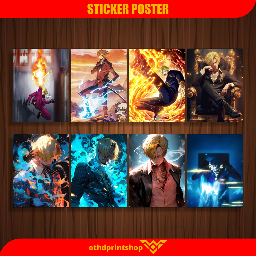 

Stiker Poster Sanji OnePiece Poster Dinding Aesthetic (8PCS) Poster Dinding Kamar Cowok Cewek Ukuran 12x15 cm