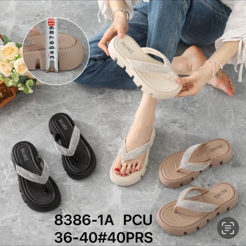 Sandal Jepit Casual Wanita/Sandal Wedges Karet Balance 8386