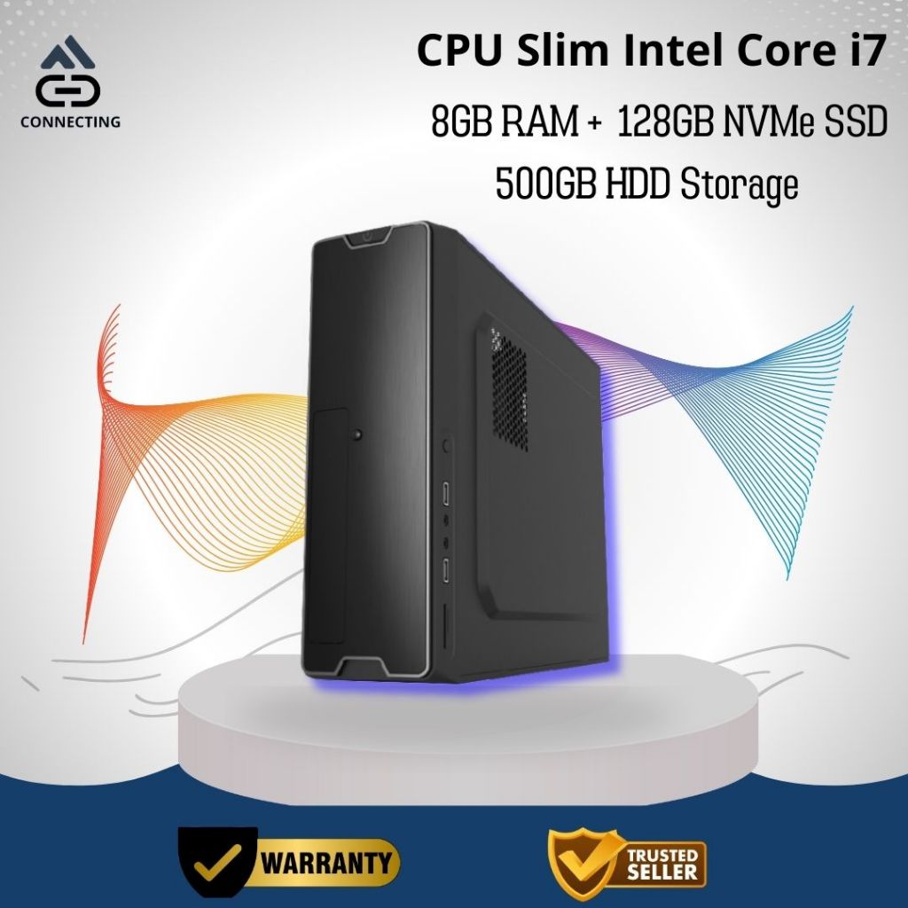 CPU PC Slim Intel Core i7 RAM 8GB SSD Rakitan Office