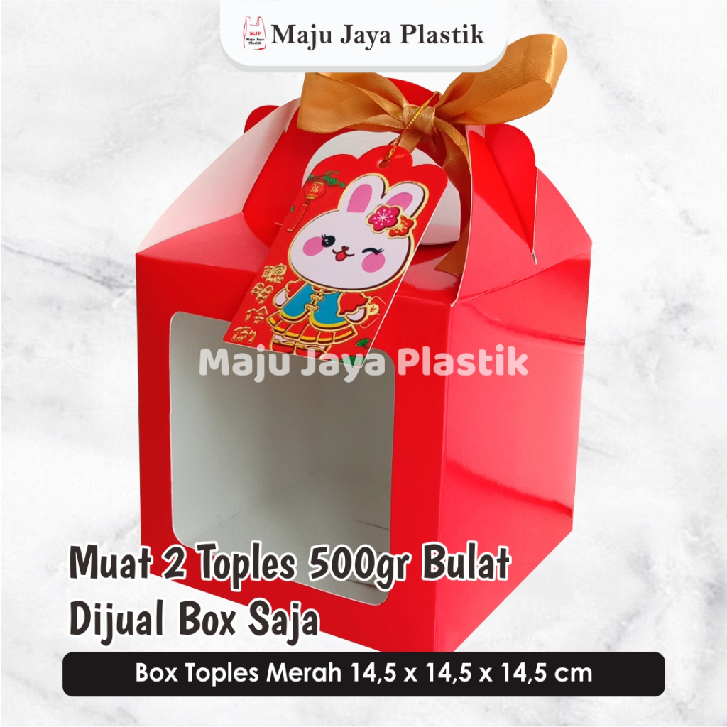 

Box Hampers Imlek 2 toples 500gr 14x14x15cm Dus Tenteng Sincia CNY Kue Kering Buah
