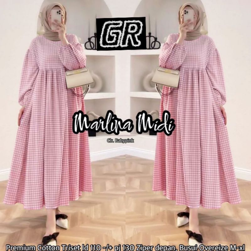 marlina midi dress ready siap kirim