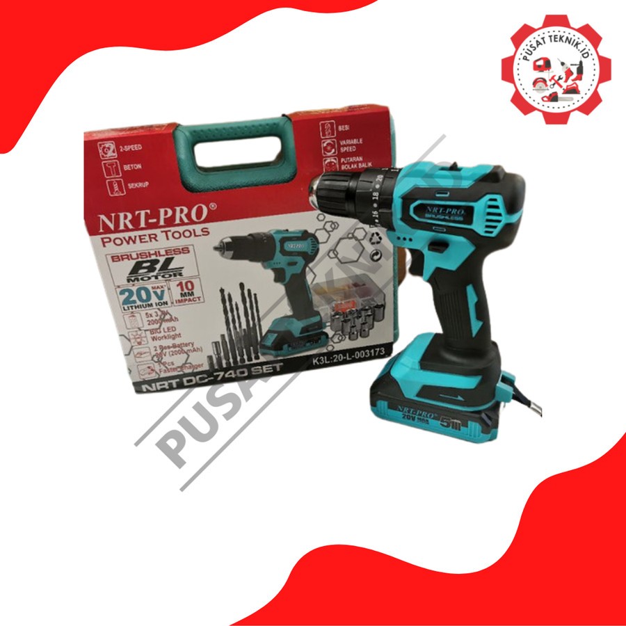 NRT 740 DC BOR BATERAI IMPACT 10MM BRUSHLESS CORDLESS DRILL NRT PRO 740DC